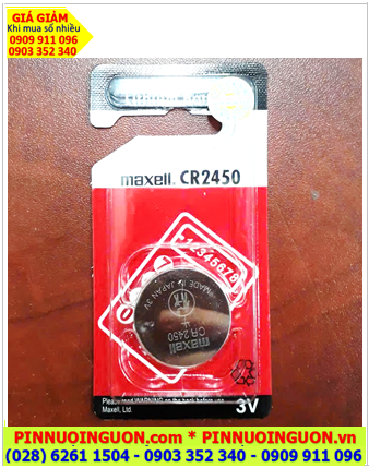 Pin Remote Ôtô Pin 3v lithium Maxell CR2450-BP1, Xuất xứ Nhật (Loại vỉ 01viên)